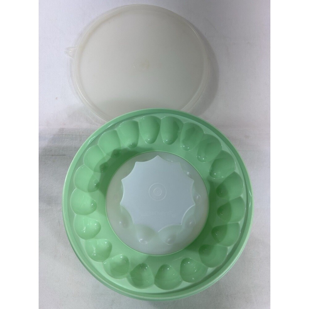 Vintage Tupperware JEL-Ring Jello Mold 3 Pc Mint Green 1202 1970s Retro